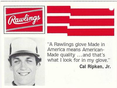 1984 Rawlings Glove Tags #NNO Cal Ripken Jr. Front