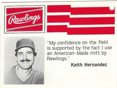 1984 Rawlings Glove Tags #NNO Keith Hernandez Front