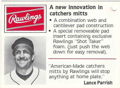 1984 Rawlings Glove Tags #NNO Lance Parrish Front