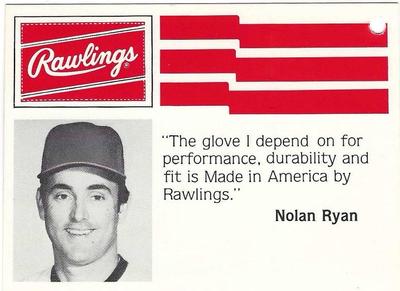 1984 Rawlings Glove Tags #NNO Nolan Ryan Front