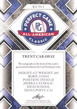 2022 Leaf Metal Perfect Game All-American Classic - Game Day Auto Blue #BA-TC1 Trent Caraway Back