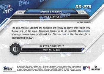 2024 Topps Now Road to Opening Day Los Angeles Dodgers - Japan Edition #OD-275 Emmet Sheehan Back