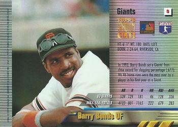 1994 Stadium Club - Finest #3 Barry Bonds  Back