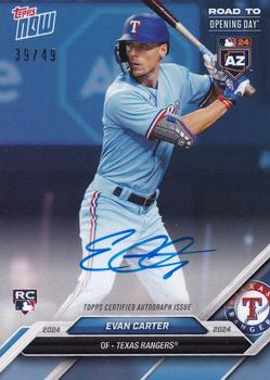 2024 Topps Now Road to Opening Day Texas Rangers - Autographs Blue #EC-A Evan Carter Front