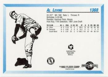 1993 Fleer ProCards Sarasota White Sox SGA #1368 Al Levine Back