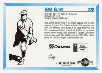 1993 Fleer ProCards Midland Angels SGA #338 Nate Oliver Back