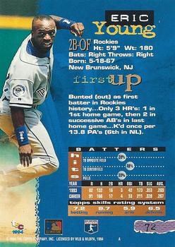 1994 Stadium Club - First Day Issue #72 Eric Young Back
