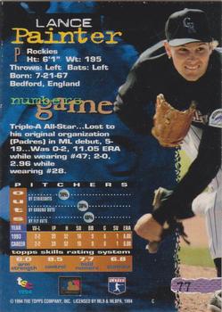 1994 Stadium Club - First Day Issue #77 Lance Painter Back