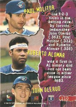 1994 Stadium Club - First Day Issue #110 Roberto Alomar / Paul Molitor / John Olerud Back