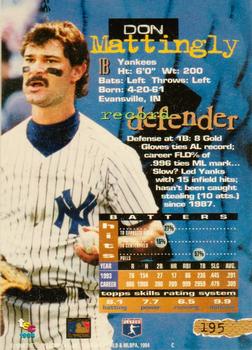 1994 Stadium Club - First Day Issue #195 Don Mattingly Back