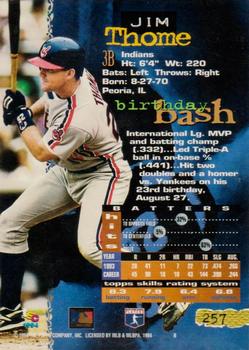 1994 Stadium Club - First Day Issue #257 Jim Thome Back