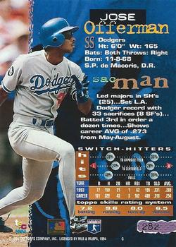 1994 Stadium Club - First Day Issue #282 Jose Offerman Back