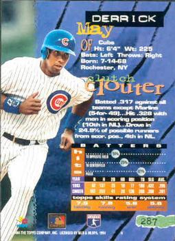 1994 Stadium Club - First Day Issue #287 Derrick May Back