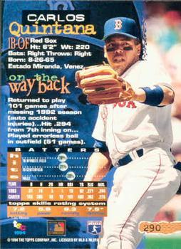 1994 Stadium Club - First Day Issue #290 Carlos Quintana Back