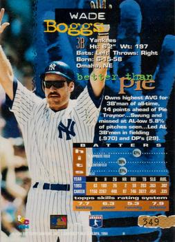 1994 Stadium Club - First Day Issue #349 Wade Boggs Back
