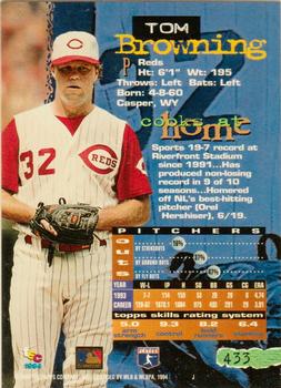 1994 Stadium Club - First Day Issue #433 Tom Browning Back