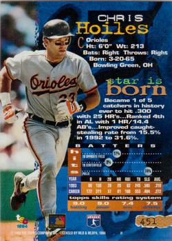 1994 Stadium Club - First Day Issue #451 Chris Hoiles Back