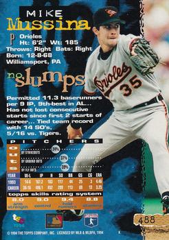 1994 Stadium Club - First Day Issue #488 Mike Mussina Back