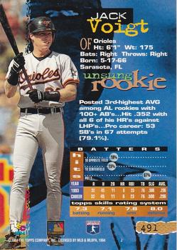 1994 Stadium Club - First Day Issue #491 Jack Voigt Back