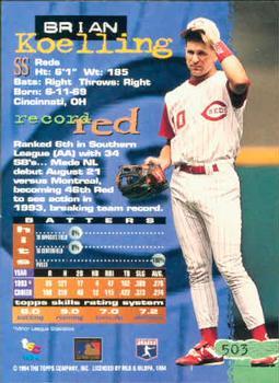 1994 Stadium Club - First Day Issue #503 Brian Koelling Back