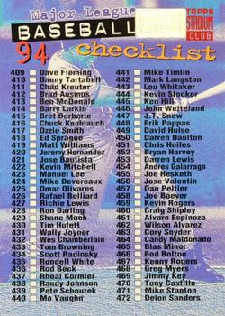 1994 Stadium Club - First Day Issue #270 Checklist: 409-540 Front