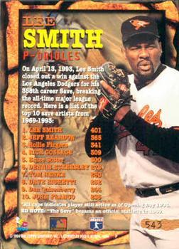 1994 Stadium Club - First Day Issue #543 Lee Smith Back