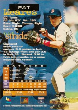 1994 Stadium Club - First Day Issue #624 Pat Meares Back