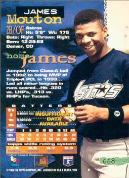 1994 Stadium Club - First Day Issue #668 James Mouton Back