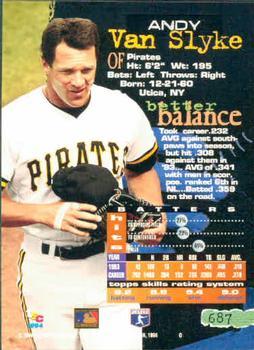 1994 Stadium Club - First Day Issue #687 Andy Van Slyke Back