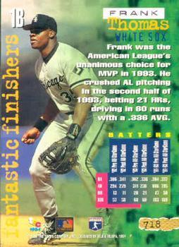 1994 Stadium Club - First Day Issue #718 Frank Thomas Back