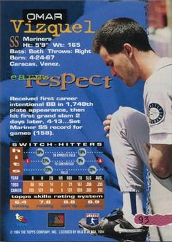 1994 Stadium Club - First Day Issue #93 Omar Vizquel Back