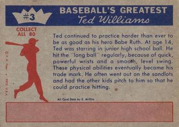 1959 Fleer Ted Williams #3 Ted Williams Back