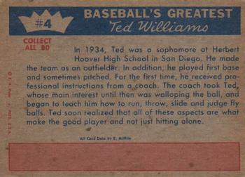 1959 Fleer Ted Williams #4 Ted Williams Back