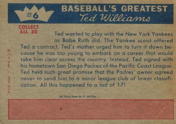 1959 Fleer Ted Williams #6 Ted Williams Back