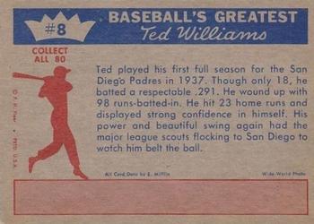 1959 Fleer Ted Williams #8 Ted Williams Back