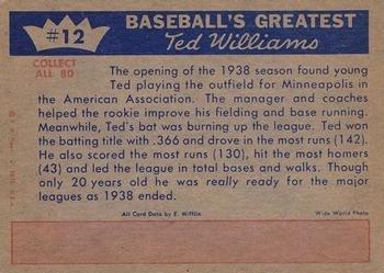 1959 Fleer Ted Williams #12 Ted Williams Back
