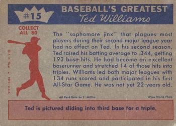 1959 Fleer Ted Williams #15 Ted Williams Back