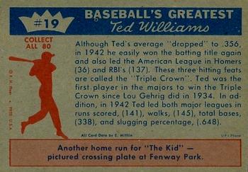 1959 Fleer Ted Williams #19 Ted Williams Back