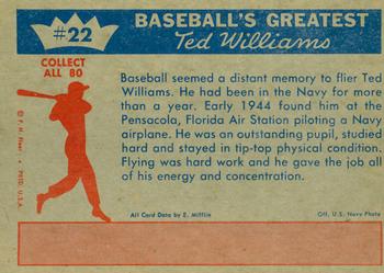 1959 Fleer Ted Williams #22 Ted Williams Back