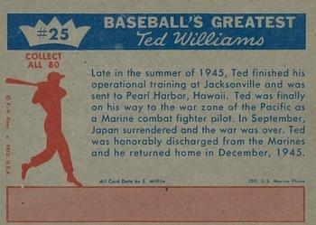 1959 Fleer Ted Williams #25 Ted Williams Back