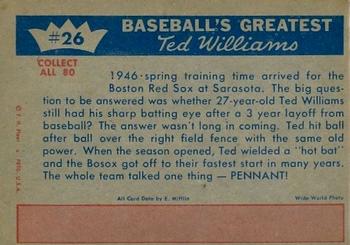 1959 Fleer Ted Williams #26 Ted Williams Back