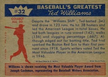 1959 Fleer Ted Williams #32 Ted Williams Back