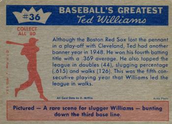 1959 Fleer Ted Williams #36 Ted Williams Back