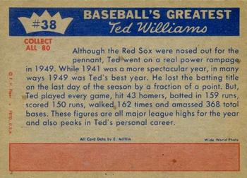1959 Fleer Ted Williams #38 Ted Williams Back