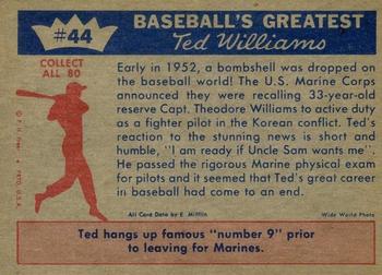 1959 Fleer Ted Williams #44 Ted Williams Back