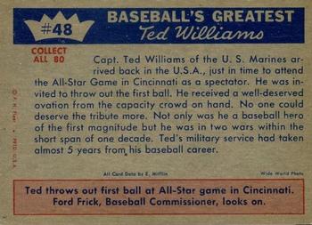 1959 Fleer Ted Williams #48 Ted Williams / Ford Frick Back