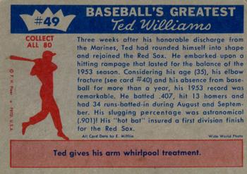 1959 Fleer Ted Williams #49 Ted Williams Back