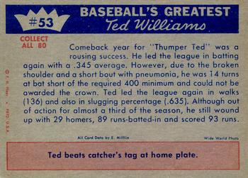 1959 Fleer Ted Williams #53 Ted Williams Back