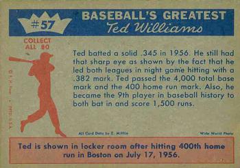 1959 Fleer Ted Williams #57 Ted Williams Back
