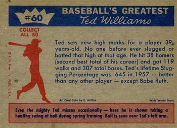 1959 Fleer Ted Williams #60 Ted Williams Back